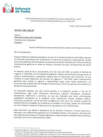 La Defensoría del Pueblo solicitó