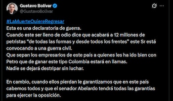 Gustavo Bolívar - crédito @GustavoBolivar/X
