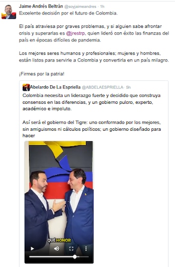 Jaime Andrés Beltrán respaldó la