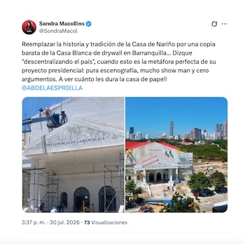 Sondra Macollins sobre sede de Gobierno de De la Espriella en Barranquilla