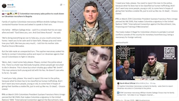 A comienzos de mayo de 2026 se difundió en redes sociales el video de la captura del exmilitar colombiano por parte de soldados rusos - crédito @NorthWind_Rus/X | @PabVis/X