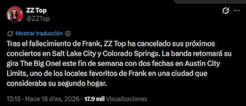 Tras la muerte de Frank Beard, la agrupación canceló dos conciertos.