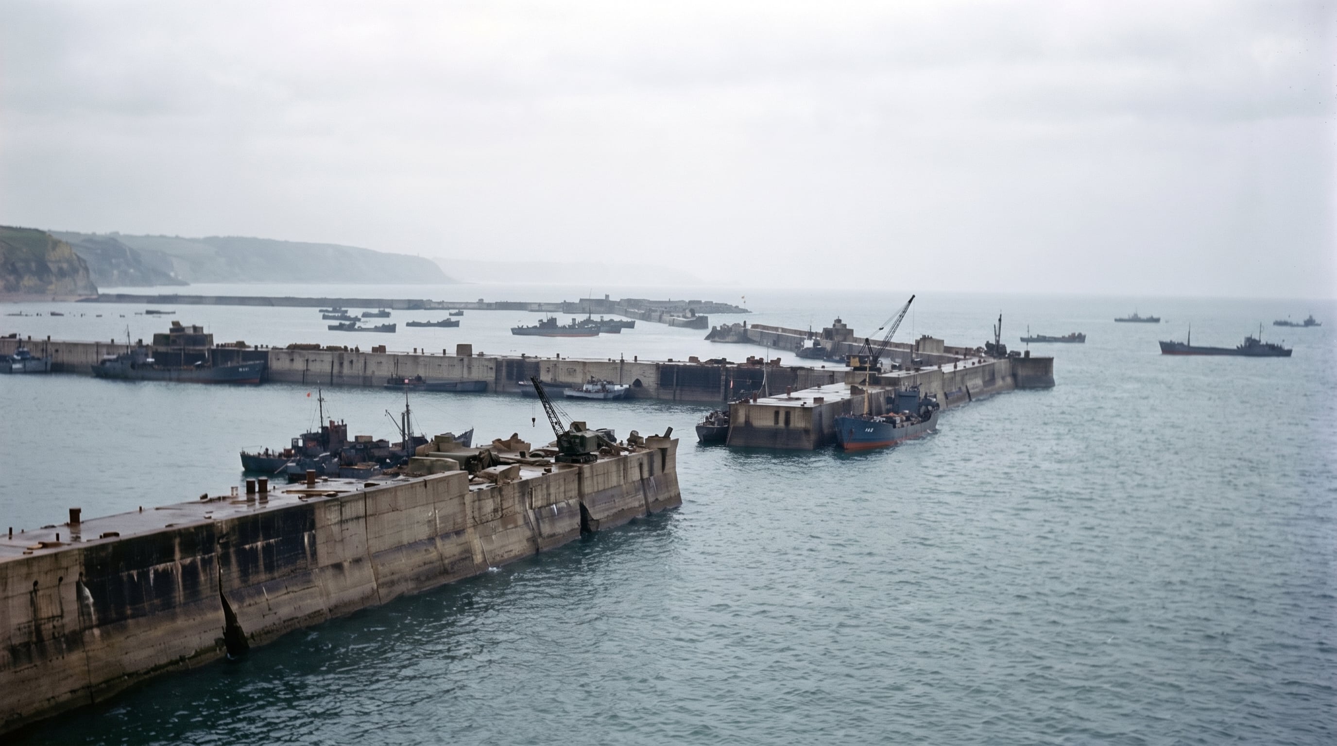 La operación Mulberry consistió en construir dos puertos de cero con bloques de hormigón. (Imagen Ilustrativa Infobae)