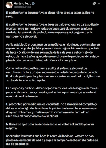 Gustavo Petro - crédito @petrogustavo/X