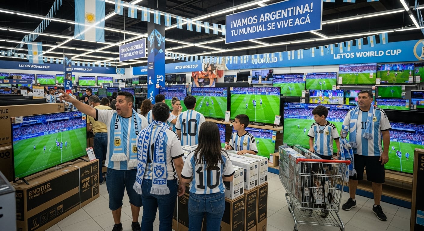 La cercanía del Mundial aceleró la renovación de televisores en los hogares argentinos y empujó las ventas de una de las categorías más dinámicas del mercado de electrodomésticos (Imagen Ilustrativa Infobae)