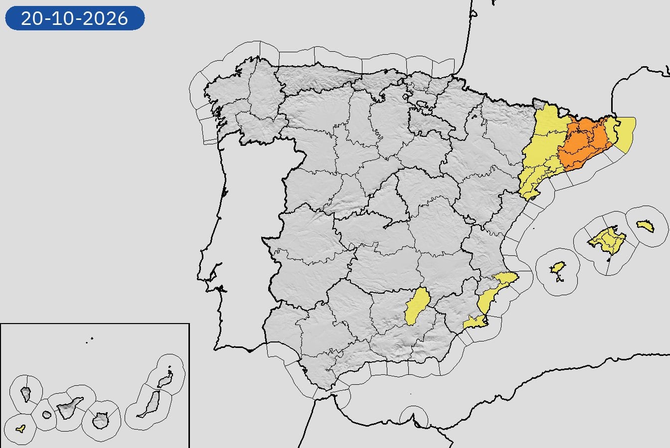 Avisos de la Aemet para 20 de octubre a las 16:36 horas (Aemet)