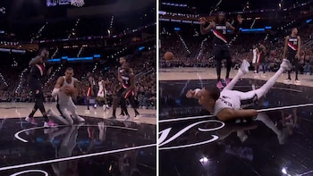 La impactante caída de una estrella de la NBA: sufrió una conmoción cerebral y tuvo que abandonar el partido