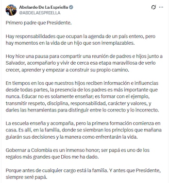 Abelardo de la Espriella y el emotivo mensaje a su hijo Salvador