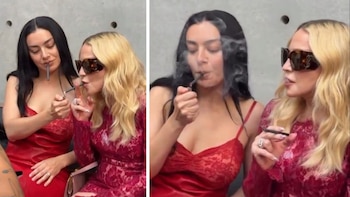 Madonna y Charli XCX en el desfile de Saint Laurent en Paris Fashion Week