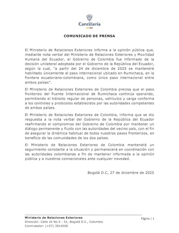 Este es el comunicado de