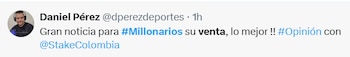La opinión de un hincha de Millonarios sobre su posible venta - crédito @dperezdeportes