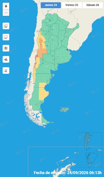 El Servicio Meteorológico Nacional mantiene la alerta roja en las cordilleras de Neuquén y Río Negro, con precipitaciones acumuladas de entre 80 y 120 milímetros y picos localizados de hasta 150 milímetros