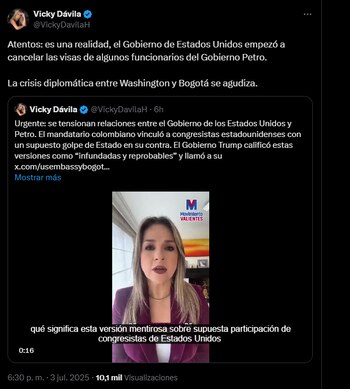 Vicky Dávila señaló que la