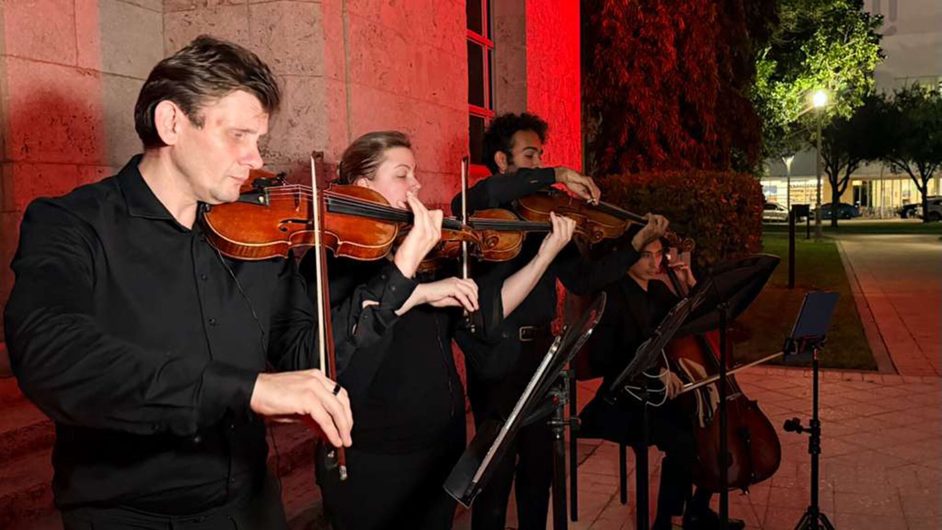 Violines en la presentación de