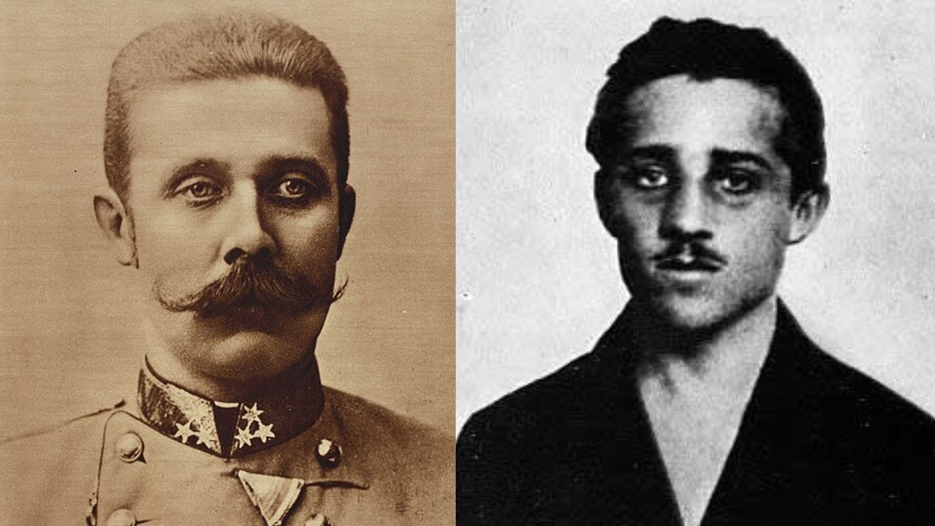 El archiduque Francisco Fernando era heredero del Imperio austrohúngaro (derecha). Gavrilo Princip lo asesinó en Sarajevo, en medio de una conspiración (izquierda)