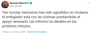 El Canciller mexicano, Marcelo Ebrard,