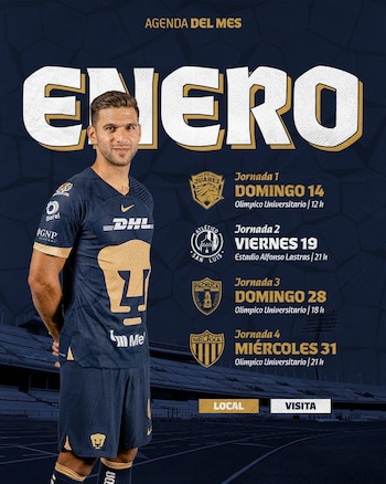 Calendario de enero de Pumas