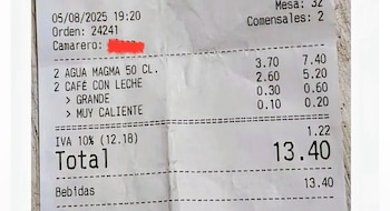 La cuenta de una cafetería, publicada por Soy Camarero. (@soycamarero/X)