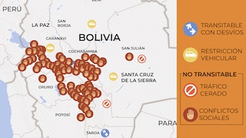 Mapa de bloqueos en Bolivia: cuatro semanas de piquetes amenazan la estabilidad del Gobierno