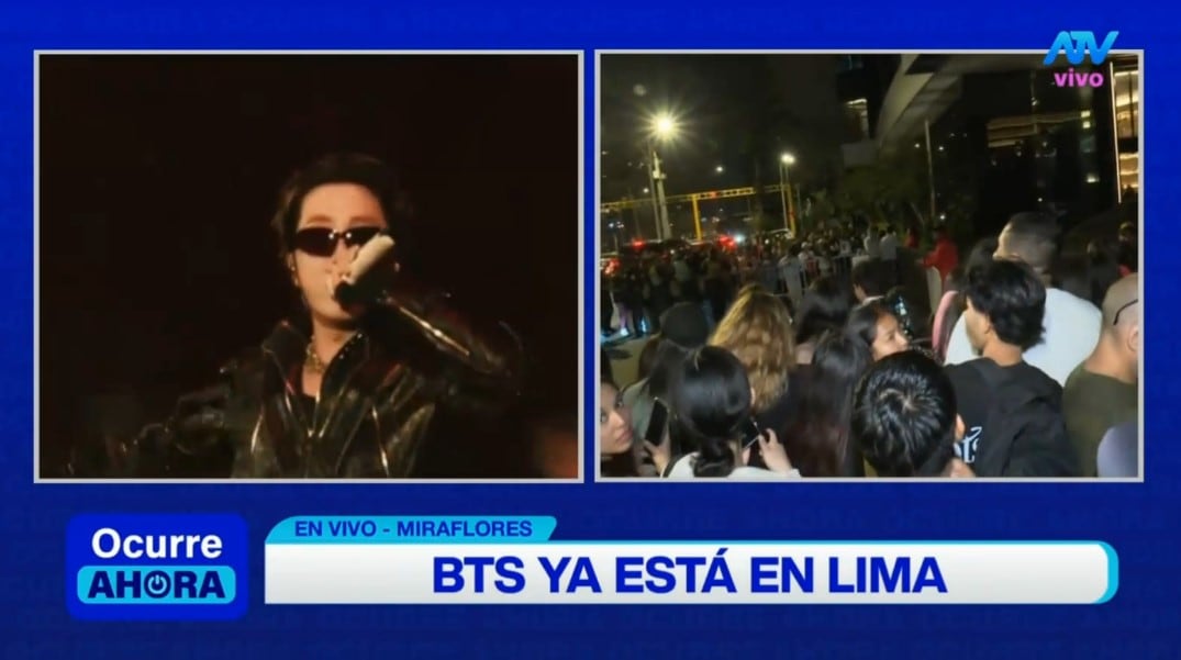 BTS en Lima: ARMY toma los alrededores del hotel y espera con emoción la salida del grupo. Captura: ATV Noticias.