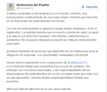 La Defensoría del Pueblo de