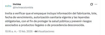 crédito @invimacolombia/X