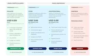 Planes de Threema y precios. (Captura de pantalla)