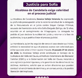 La mandataria local, Gessica Vallejo