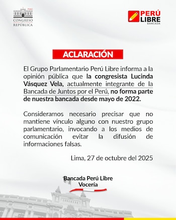 Comunicado de Perú Libre.