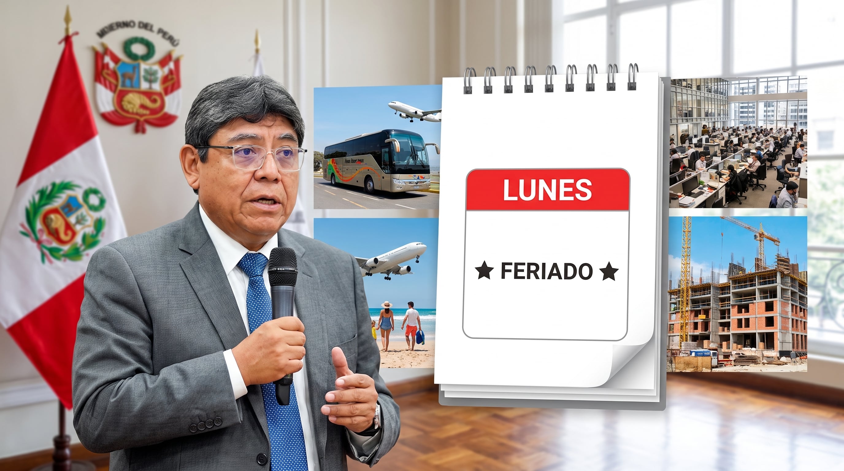 El ministro de Economía y Finanzas de Perú, Elmer Cuba, explica la propuesta del gobierno para trasladar los feriados nacionales a los lunes con el objetivo de beneficiar el turismo y la productividad del país. (Imagen Ilustrativa Infobae)