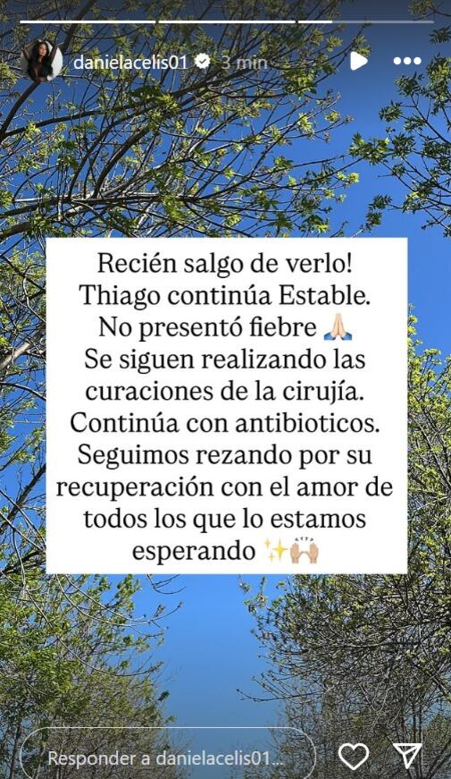 El último mensaje que Celis sobre la salud de Medina