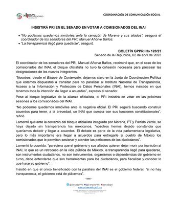 La bancada del PRI buscará