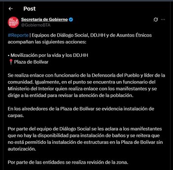 Secretaría de Gobierno habla