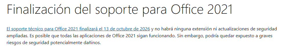 Microsoft da a conocer que dejará de brindar todo tipo de soporte para Office 2021. (Microsoft)