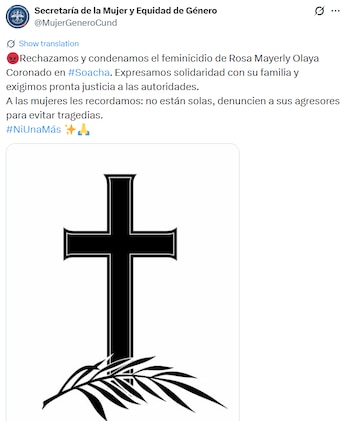El municipio de Soacha concentra un alto porcentaje de denuncias por violencia basada en género - crédito Secretaría de la mujer y equidad de género Cundinamarca / X