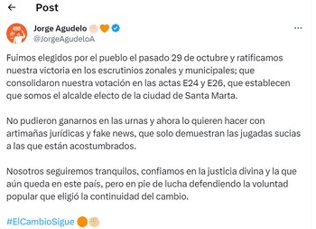 Jorge Agudelo defiende su elección