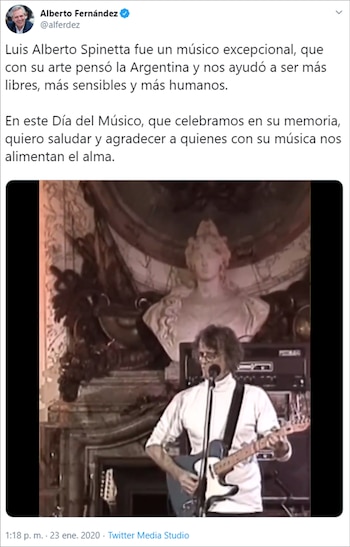 El mensaje en Twitter de