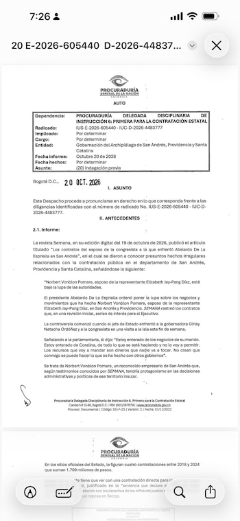 El segundo documento se dirige hacia la Gobernación de San Andrés, Providencia y Santa Catalina - crédito Procuraduría