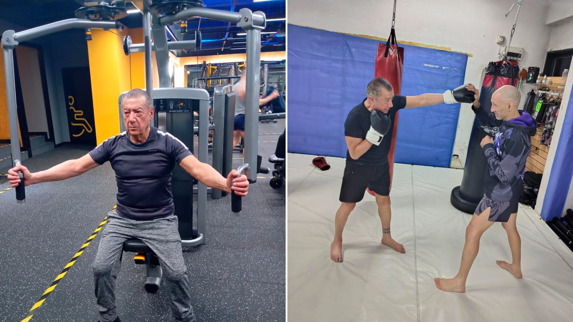 Luis Djubelian mantiene a los 83 años una rutina que combina gimnasio, caminatas, kickboxing y alimentación cuidada.