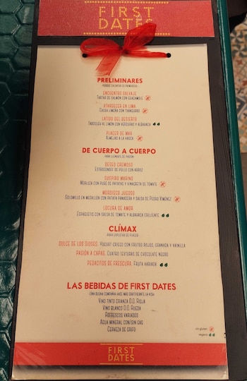 El menú de First Dates