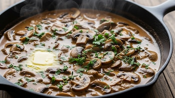 Receta de salsa de champiñones con crema de leche, rápida y fácil