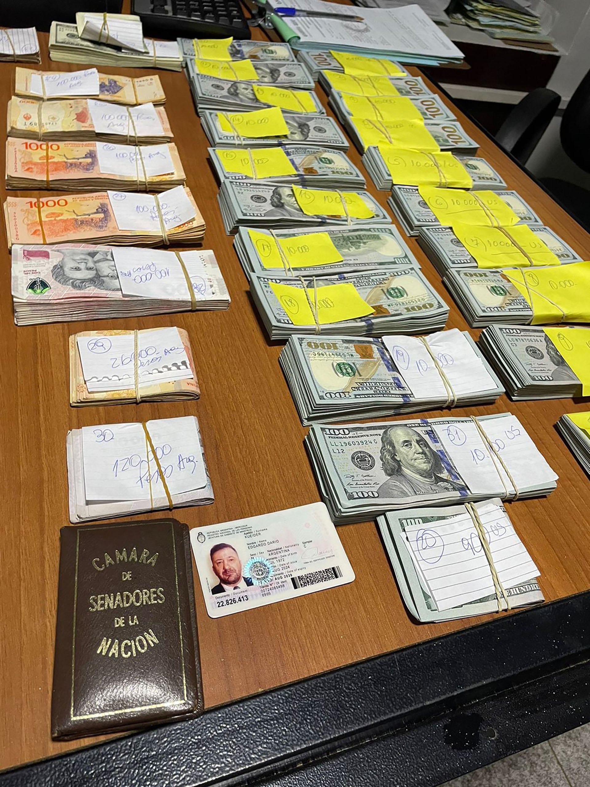 Parte del dinero secuestrado a Kueider