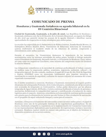 Honduras y Guatemala ratificaron el papel del Grupo de Alto Nivel de Seguridad y Justicia, GANSEJ, para coordinar acciones contra el crimen organizado transnacional.