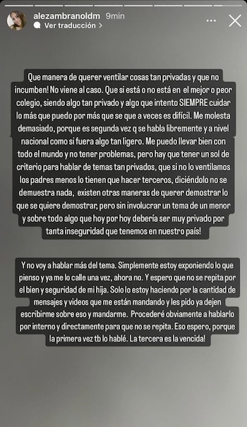 Comunicado de Aleska Zambrano, expareja