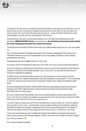 La protagonista de Romper el círculo reiteró su intención de contar su historia “en su totalidad” ante un jurado.(Captura de Instagram)