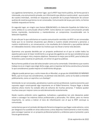 El comunicado que difundieron las