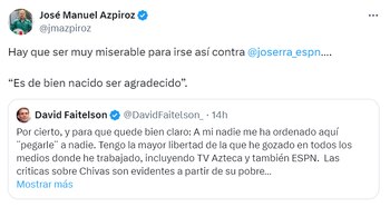 David Faitelson responde asegurando independencia
