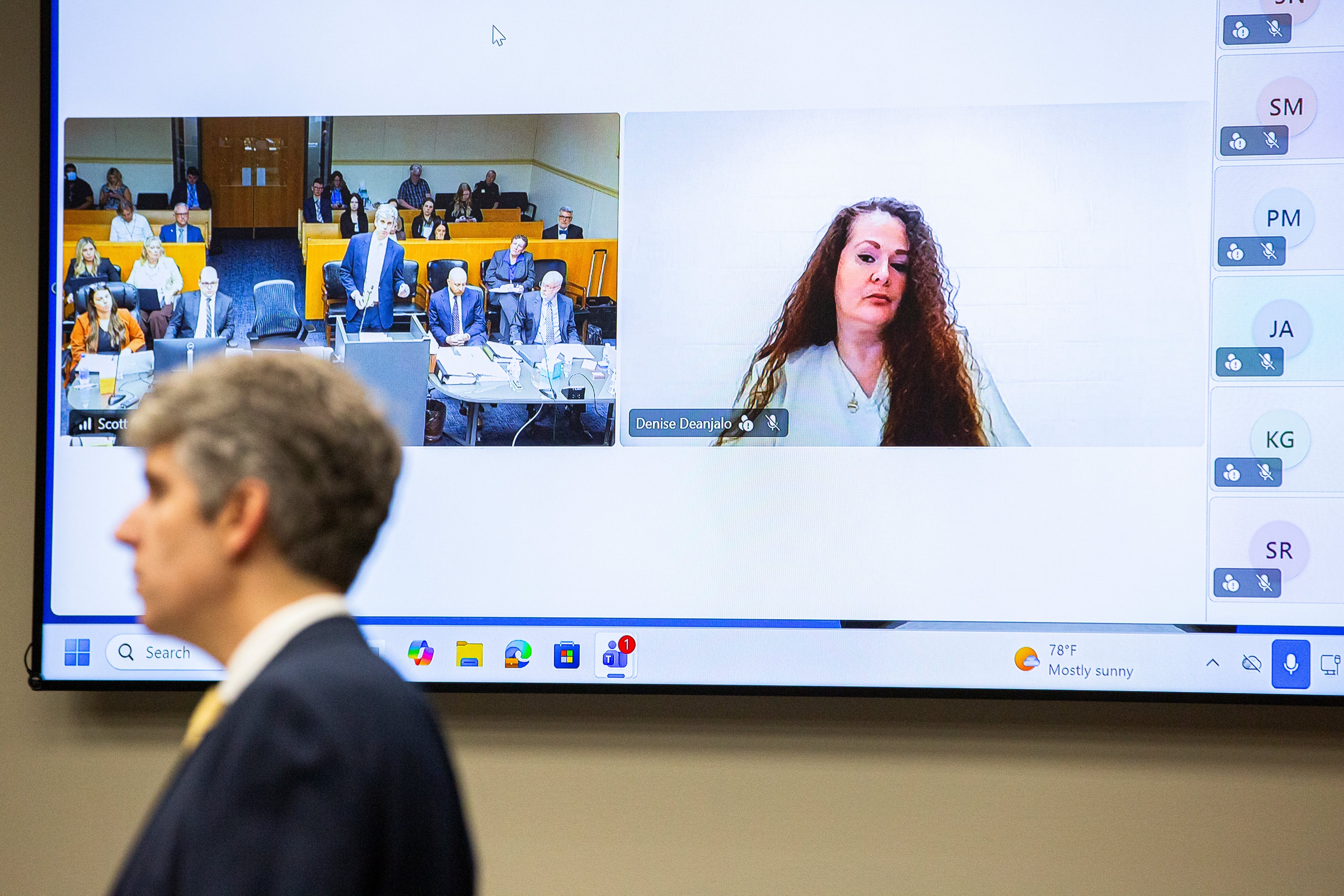 FILE — Christa Pike attends a hearing via a video hookup at Knox County Criminal Court in Knoxville, Tenn., Aug. 11, 2026. A federal court on Wednesday, Sept. 30, ordered a pause on the execution of Pike, convicted of the torture and murder of a classmate in 1995, just hours before she was set to die by lethal injection in Nashville. (Jessica Tezak/The New York Times)