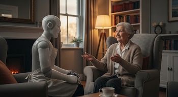 Adulto mayor - IA - vejez - robot - tecnología - 2 de febrero