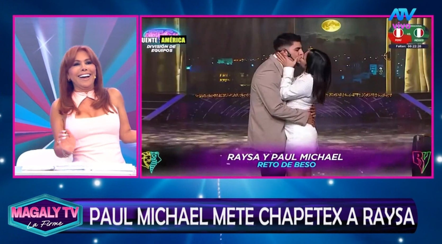 Magaly Medina analiza el beso de Paul Michael y Raiza Ortiz y cuestiona sus explicaciones: “¿Quién se les va a creer?”. Captura: Magaly TV La Firme.